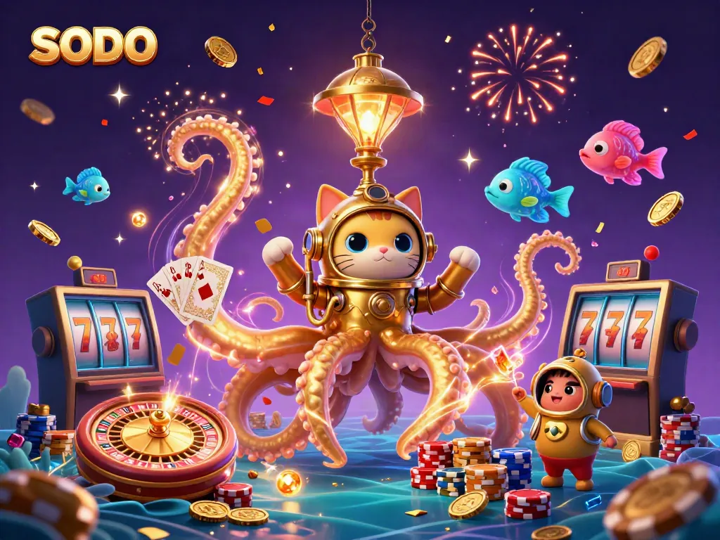Spin the reels of SODO's oceanic casino adventure with vibrant jewels and a kraken twist.