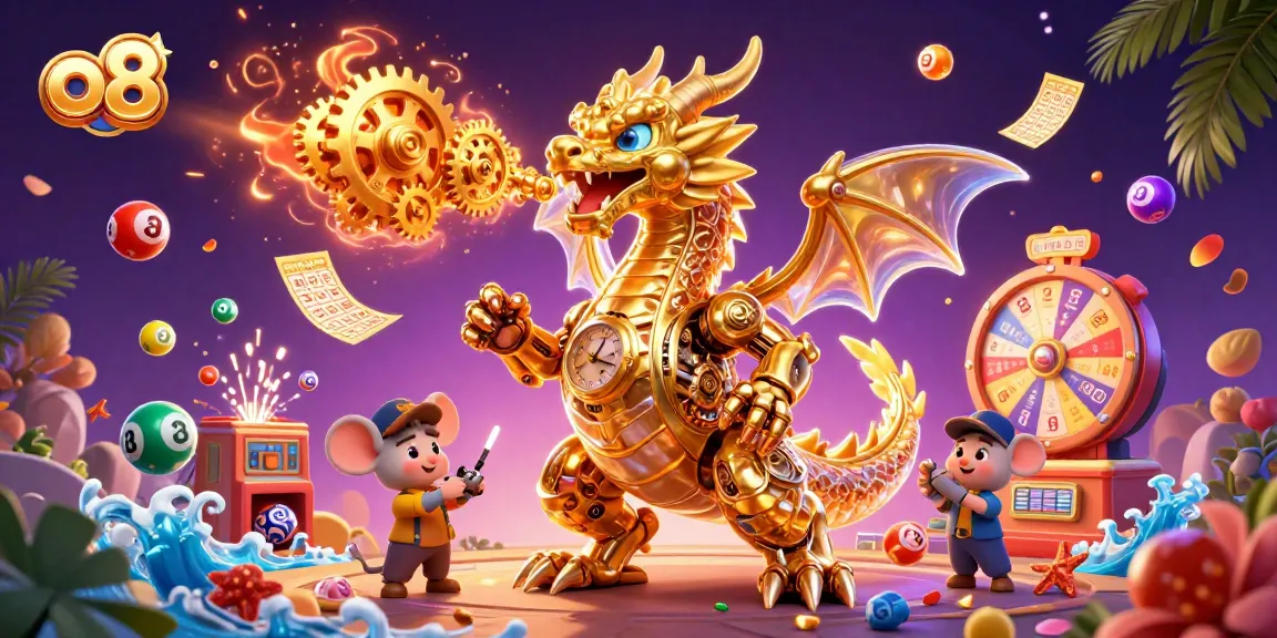 Experience thrilling moments at O8 with a golden dragon and vibrant casino elements, maximizing excitement.