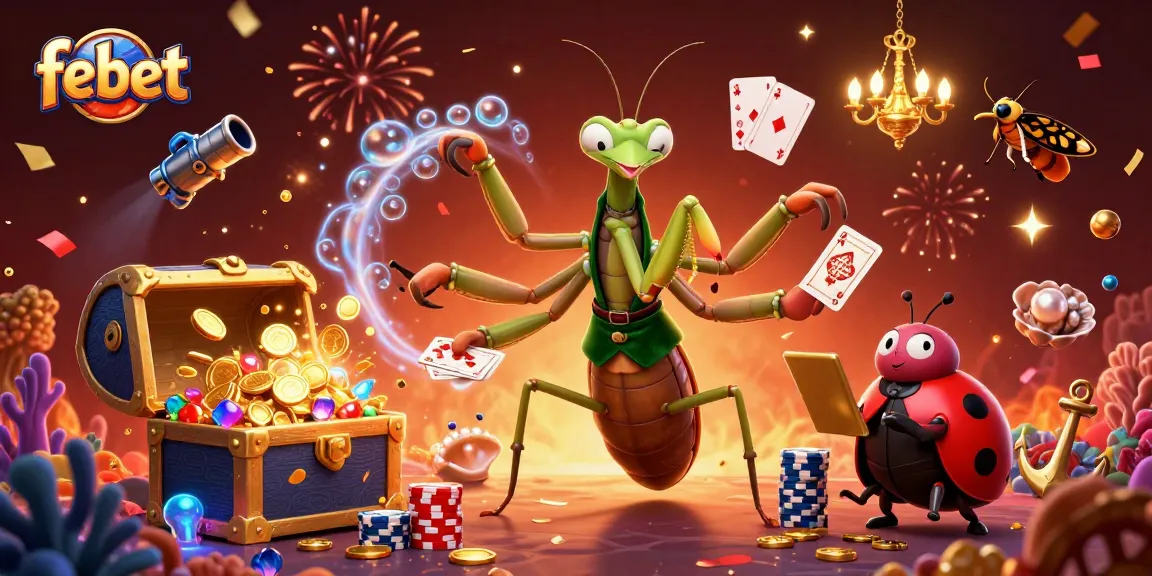 Experience exciting gameplay with febet in a vibrant 3D casino scene featuring dazzling characters and rich elements.