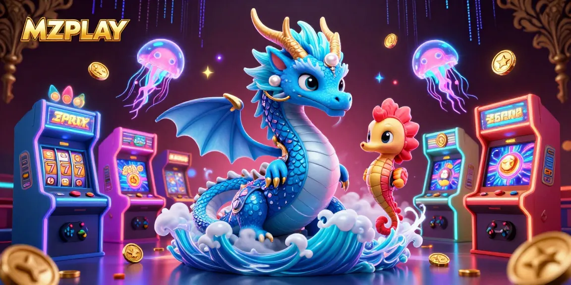 Play exciting games at MZPLAY with colorful slot reels, neon jellyfish, and magical sea creatures.