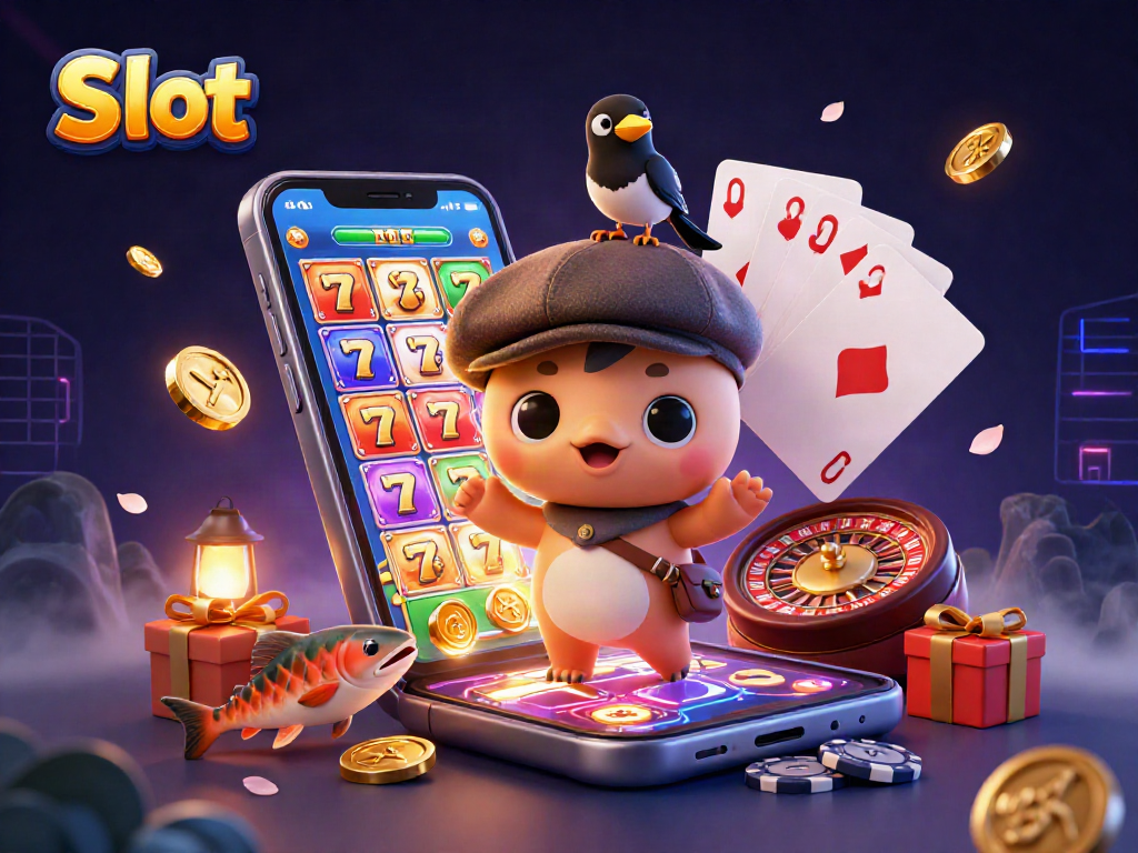 Engaging Slot game scene featuring cartoon Nessie, coins, and vibrant symbols, enhancing gaming excitement.