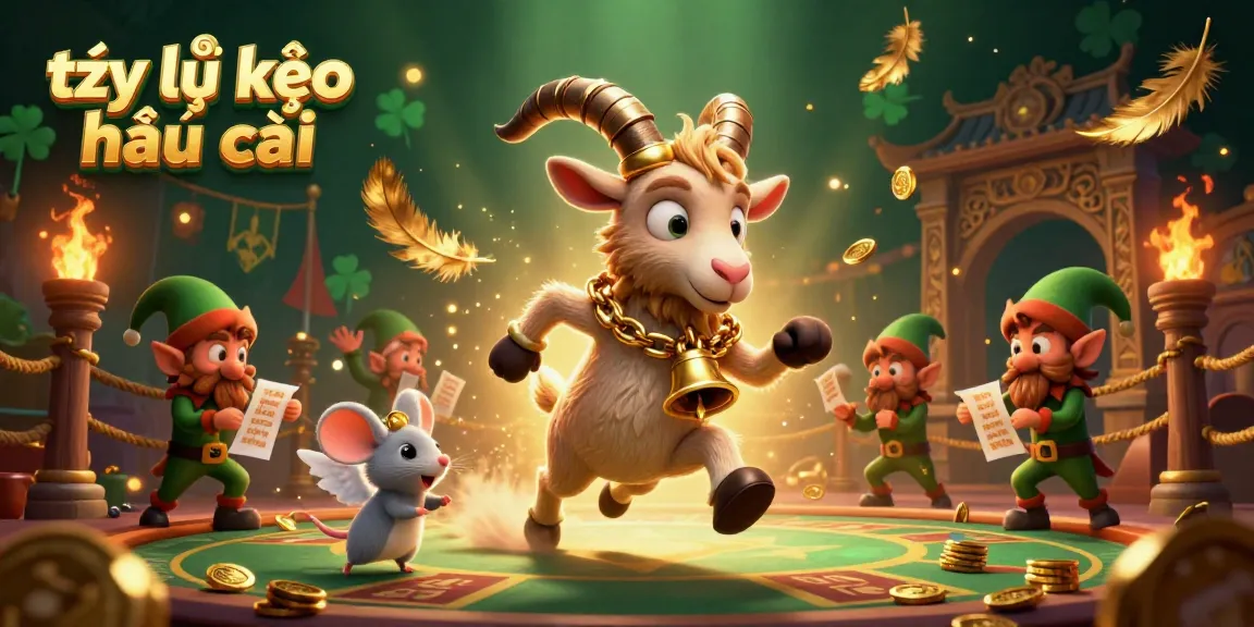 Betting with tỷ lệ kèo nhà cái: A vivid sports betting scene with characters amidst dynamic elements.