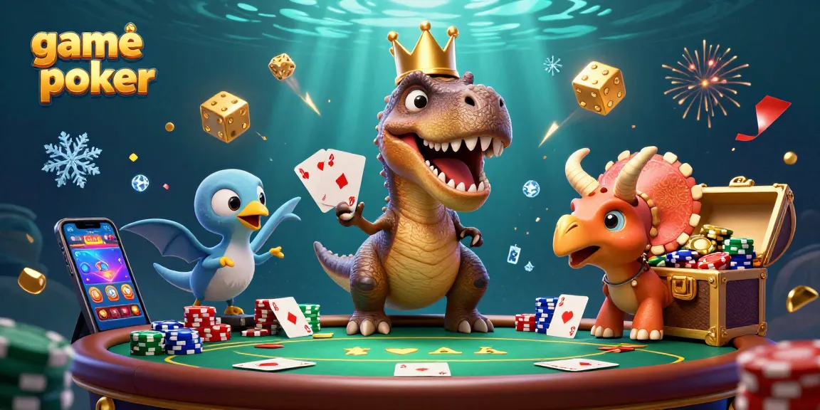 Engage in intense game bài poker action with characters experiencing a lively casino atmosphere.
