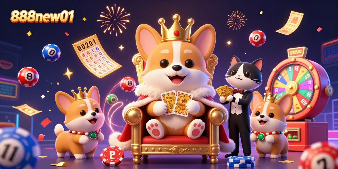 Experience thrilling fun with 888new01 as the royal corgi reigns over a vibrant casino kingdom!