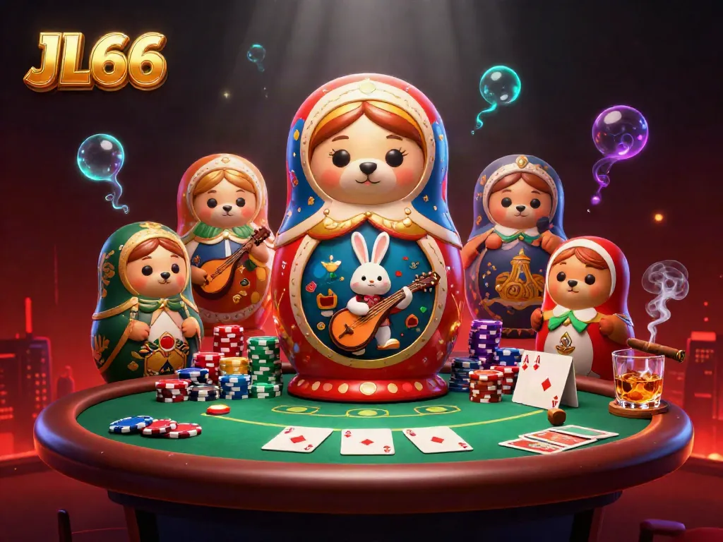 Experience the vibrant scene of JL66's 3D casino elements as characters engage in playful card action.