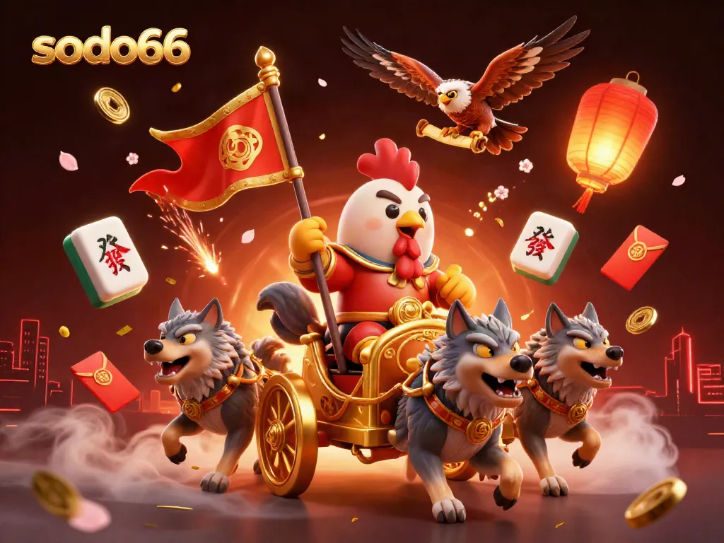 Spark exciting gameplay at sodo66 with a rooster warlord maneuvering through a dynamic casino adventure.