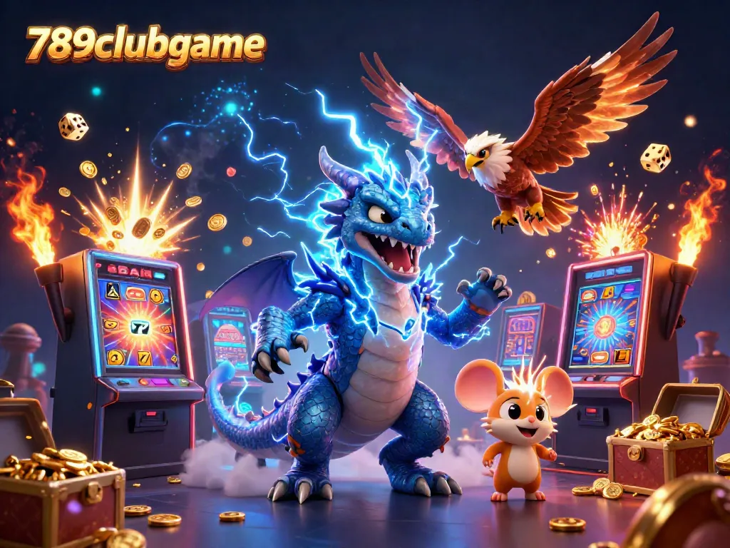 Experience the thrill of winning at 789clubgame with a vibrant 3D casino scene filled with exciting elements.