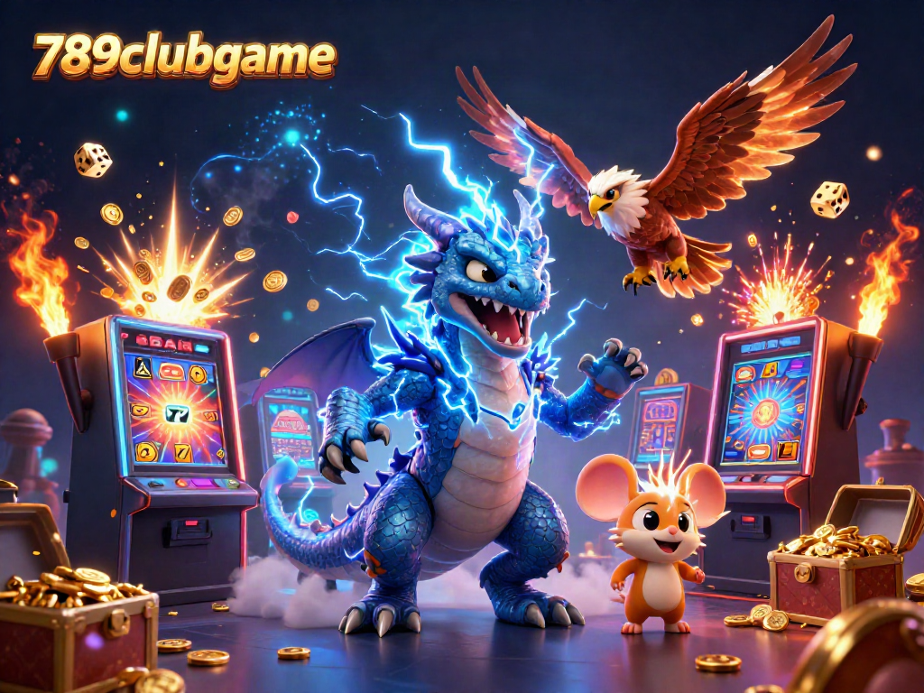 Experience the thrill of winning at 789clubgame with a vibrant 3D casino scene filled with exciting elements.