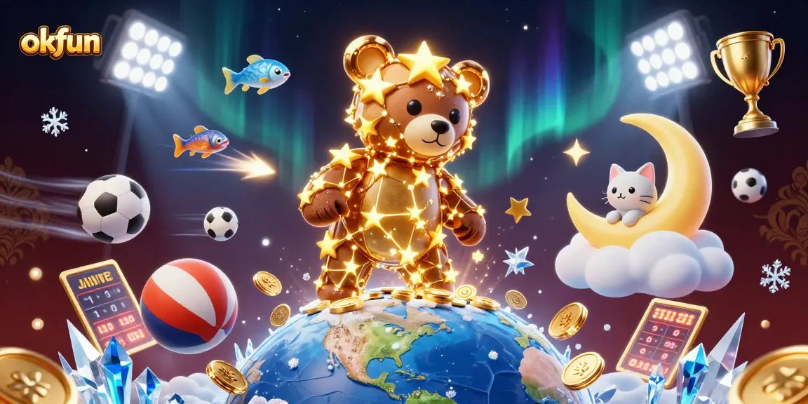 Engage in thrilling games at okfun with dynamic sports elements and charming characters featuring a constellation bear.