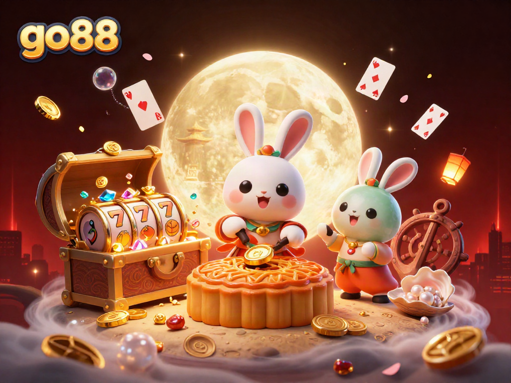 Experience the thrilling go88 adventure with cartoon characters amidst a vibrant casino atmosphere.