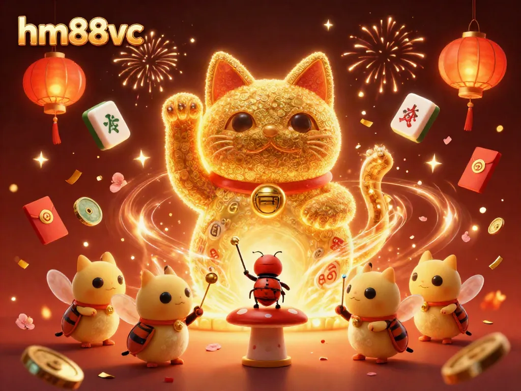Experience thrilling gameplay and elegant design with hm88vc's giant lucky cat and golden firefly swarm.