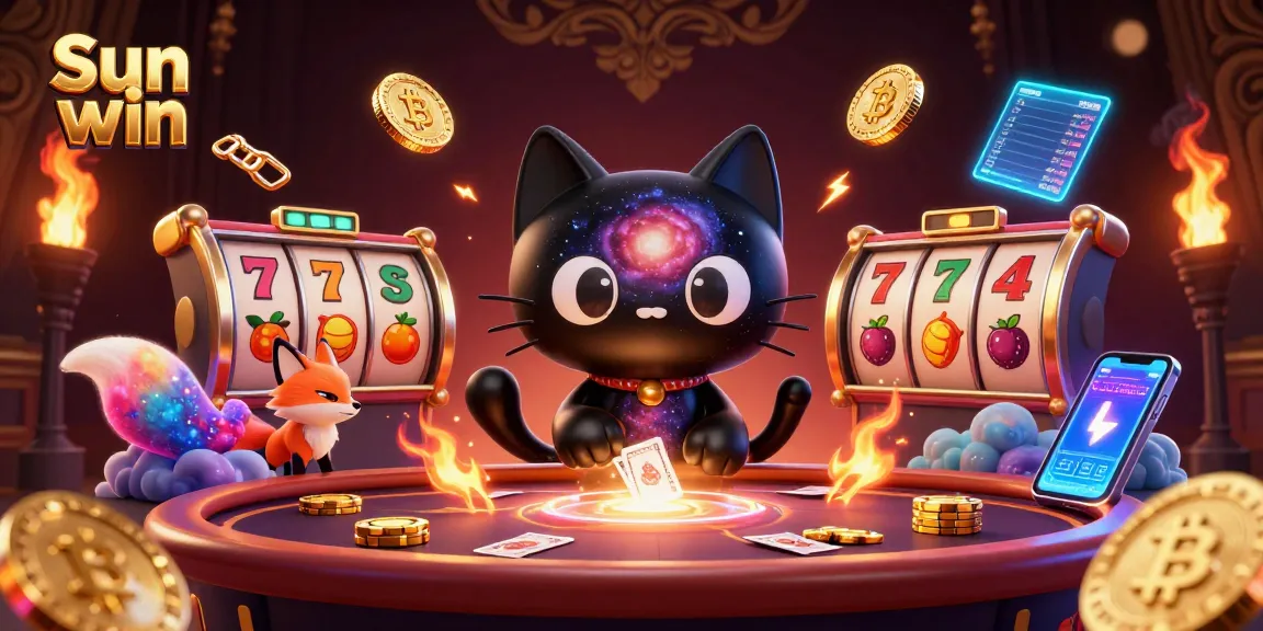 Engage in exciting gameplay at Sun win with cosmic characters amidst glittering casino elements.