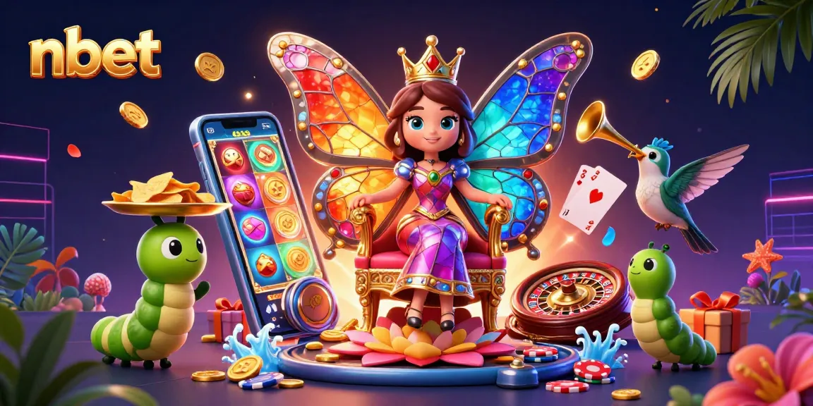 nbet entertains with a vibrant butterfly queen and casino elements in a dynamic scene.