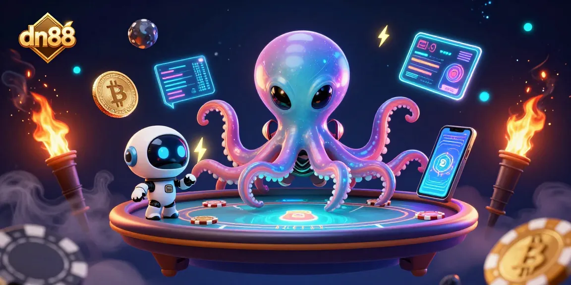 Play exciting games at dn88 with a vibrant 3D alien theme and glowing crypto elements.