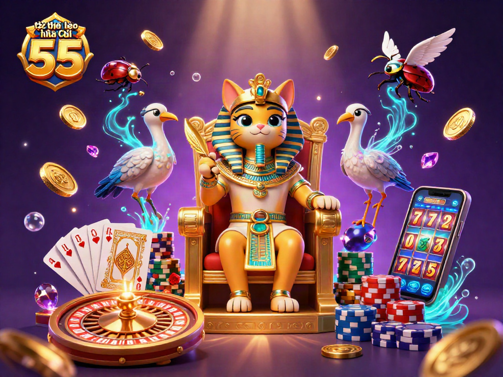 Engage in thrilling activities with tỷ lệ kèo nhà cái 55 featuring dynamic casino elements like a roulette wheel and vibrant gaming tokens.