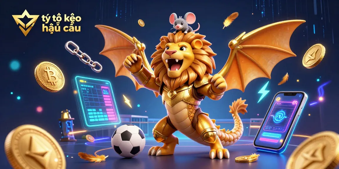 Place bets strategically with tỷ lệ kèo nhà cái as a 3D chimera creature roars in a vibrant casino scene.
