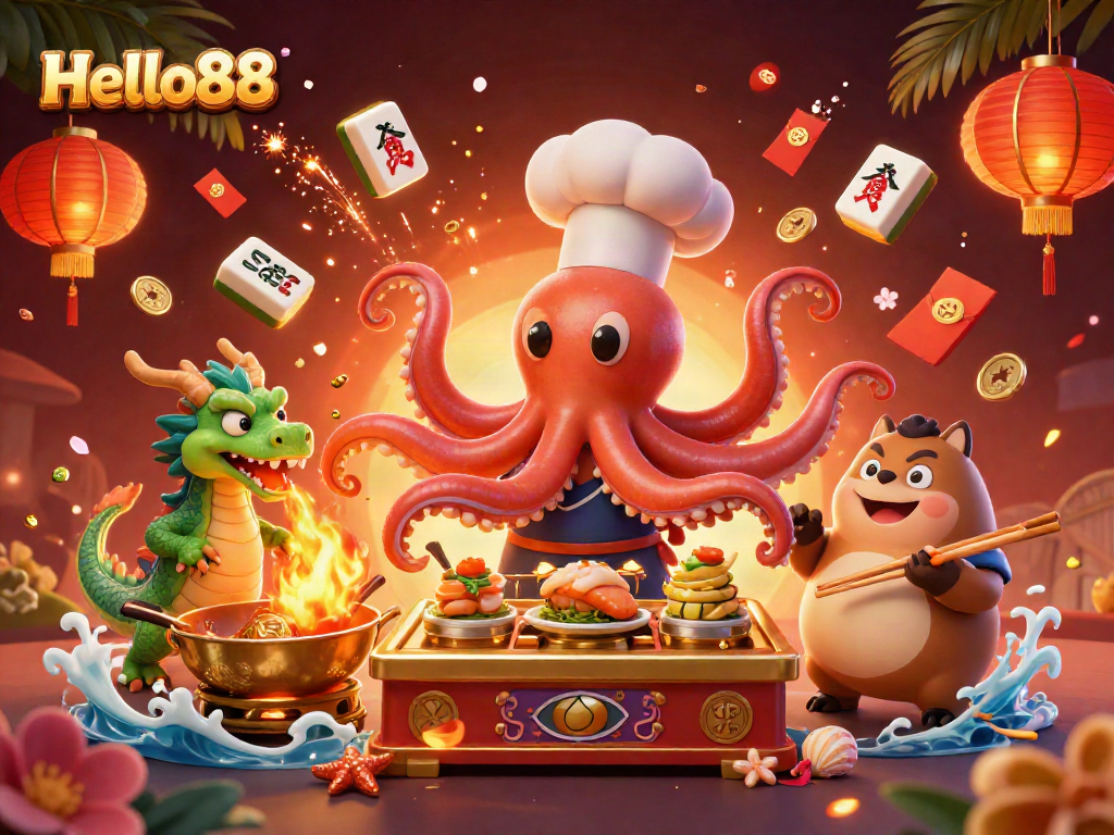 Engage with thrilling slots action at Hello88 with vibrant characters and dynamic casino elements.