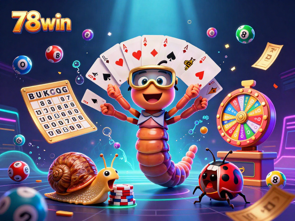 Engage in thrilling gameplay with 78win featuring colorful lottery balls and animated casino elements.