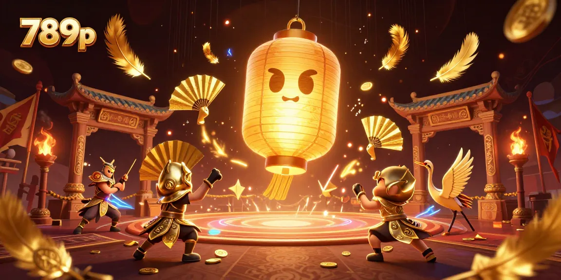 Experience thrilling gaming at 789p with lively lantern spirits above a vibrant casino.