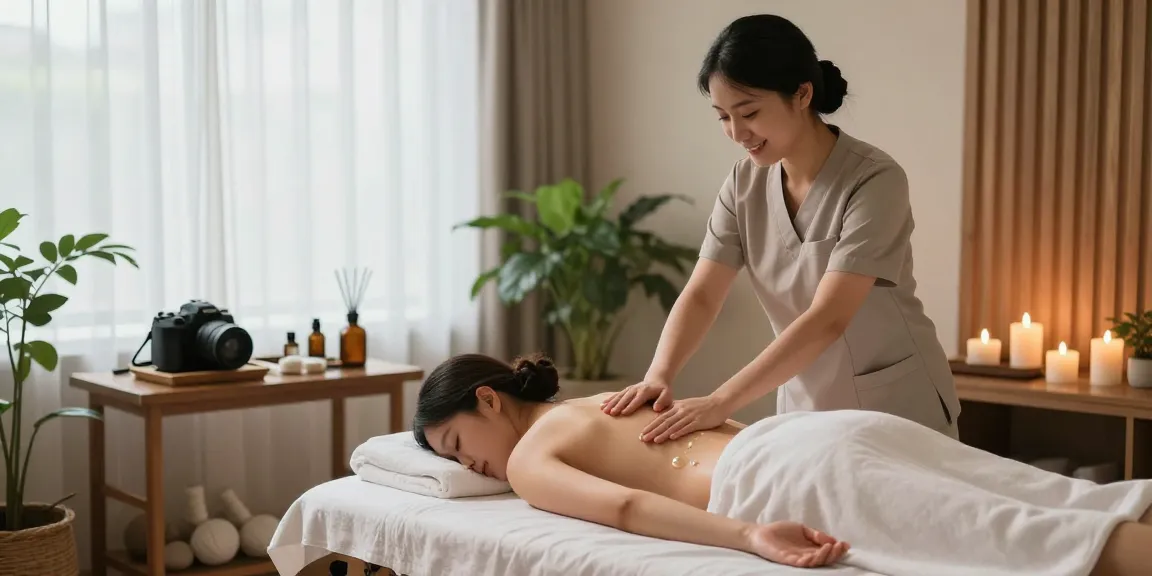 Relaxing 잠실출장마사지 session in a wellness studio with soothing ambiance.