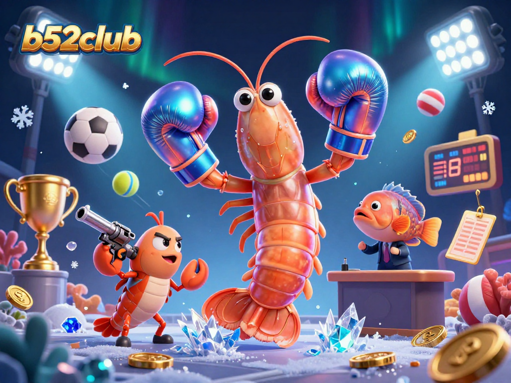 B52club engages players with vibrant 3D illustration of casino sports themed action showcasing energetic characters and exciting elements.