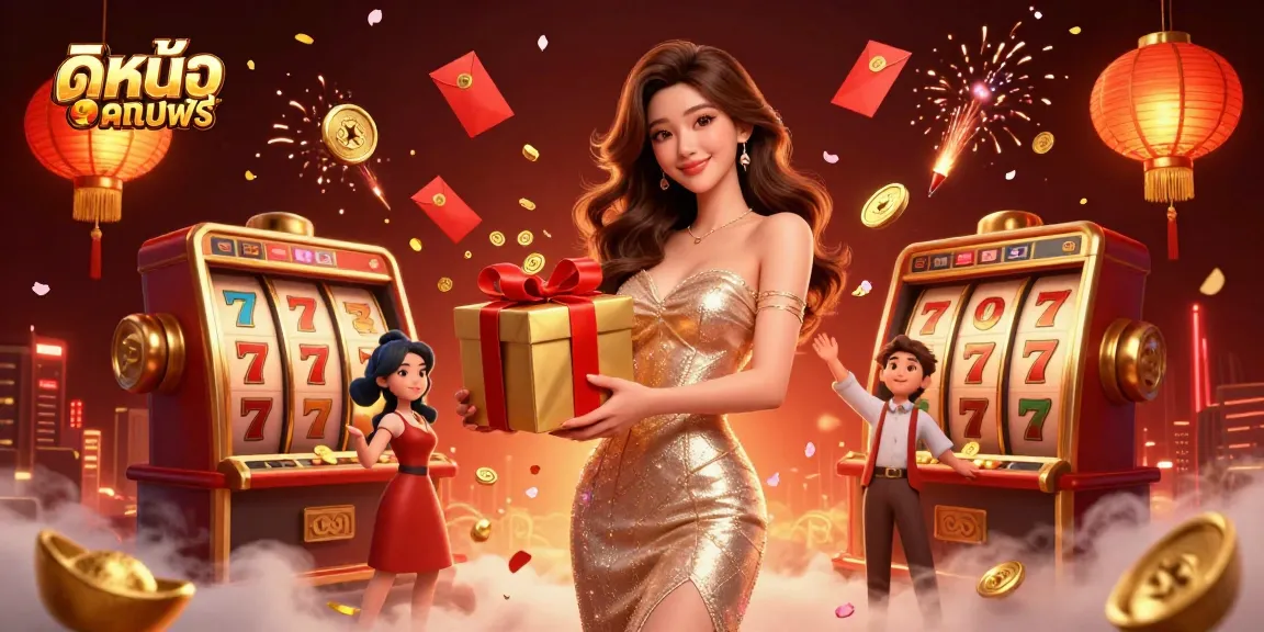 Experience ดูหนังออนไลน์ฟรี with immersive casino elements like slot machines and celebration themes.