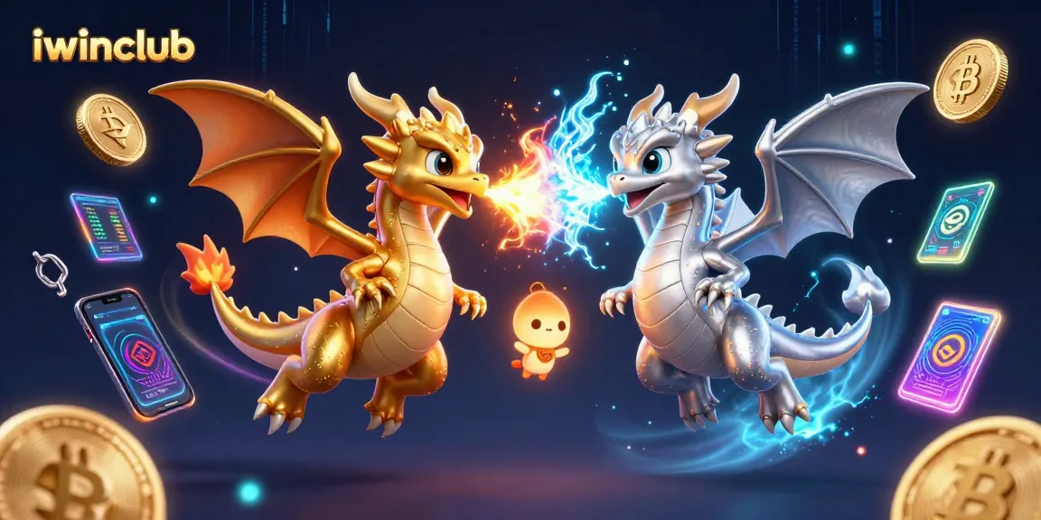 Engage with iwinclub as twin dragons soar amidst crypto themes in a vibrant gaming world.