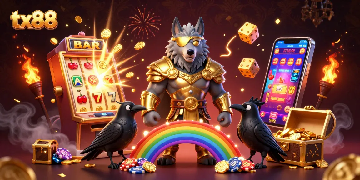 Experience tx88's vibrant casino world with Odin and ravens amidst jackpots and rich gaming elements.