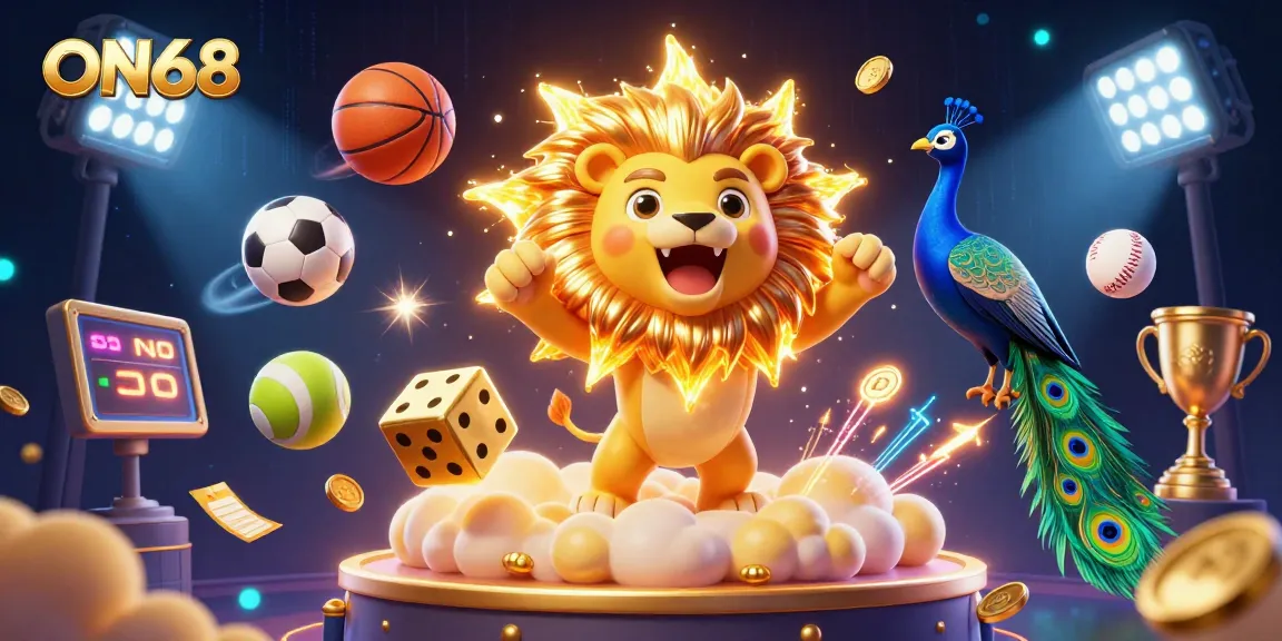 Experience thrilling gaming action with ON68, featuring dynamic sports elements and vibrant casino atmosphere.