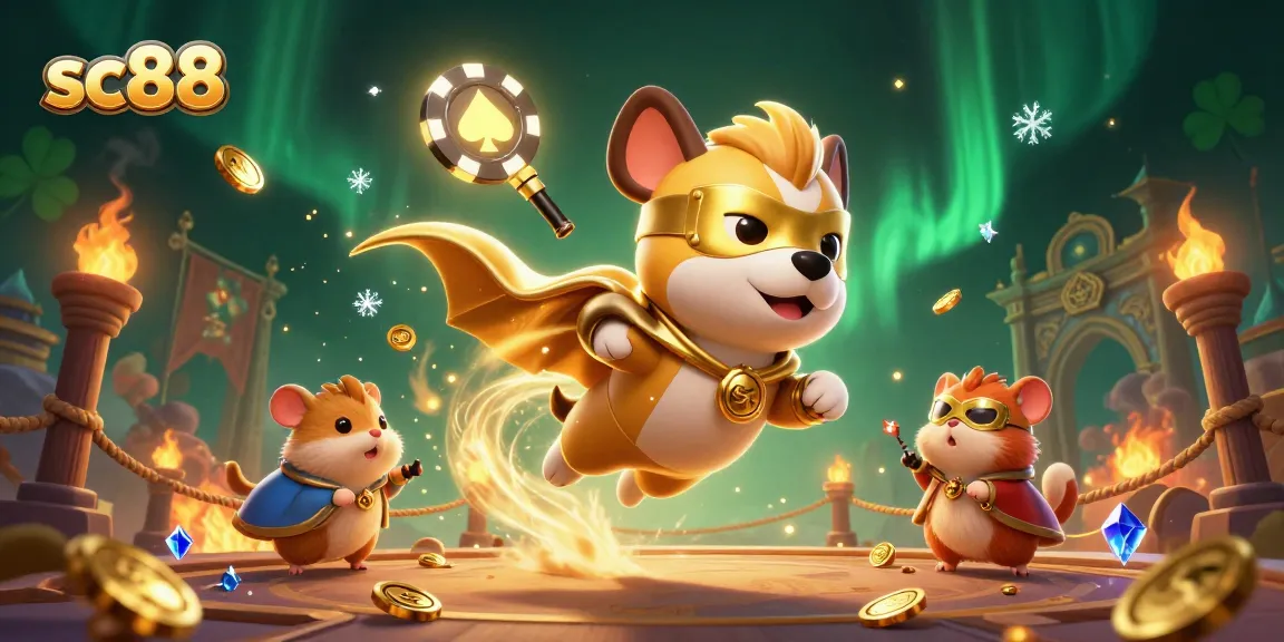 Experience sc88 through an exciting 3D digital illustration showcasing dynamic characters and vibrant casino elements.