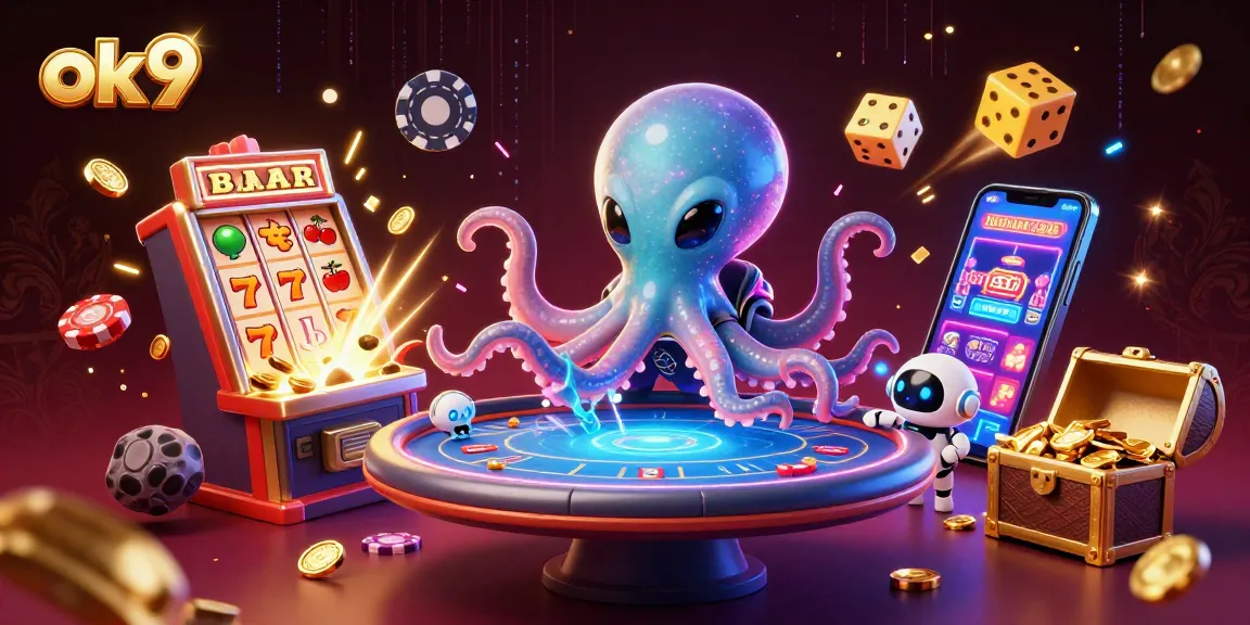Play poker with the exciting characters like the alien octopus at ok9's vivid casino scene.