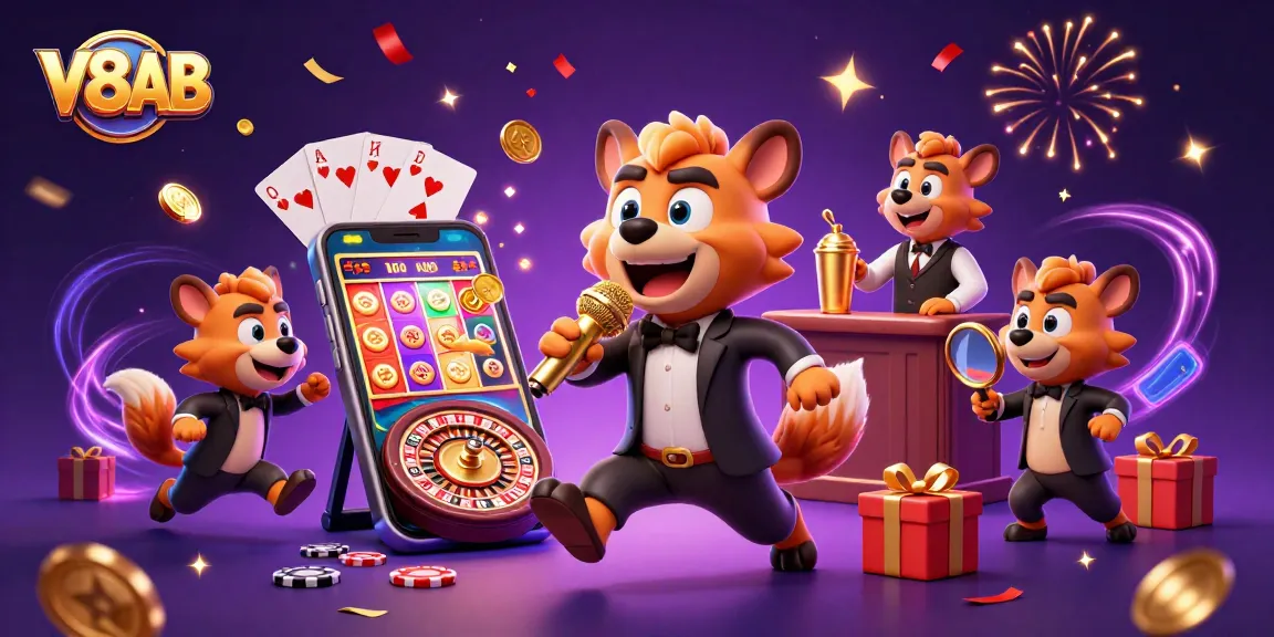 V8AB hyenas entertain in a vibrant casino scene with games and drinks