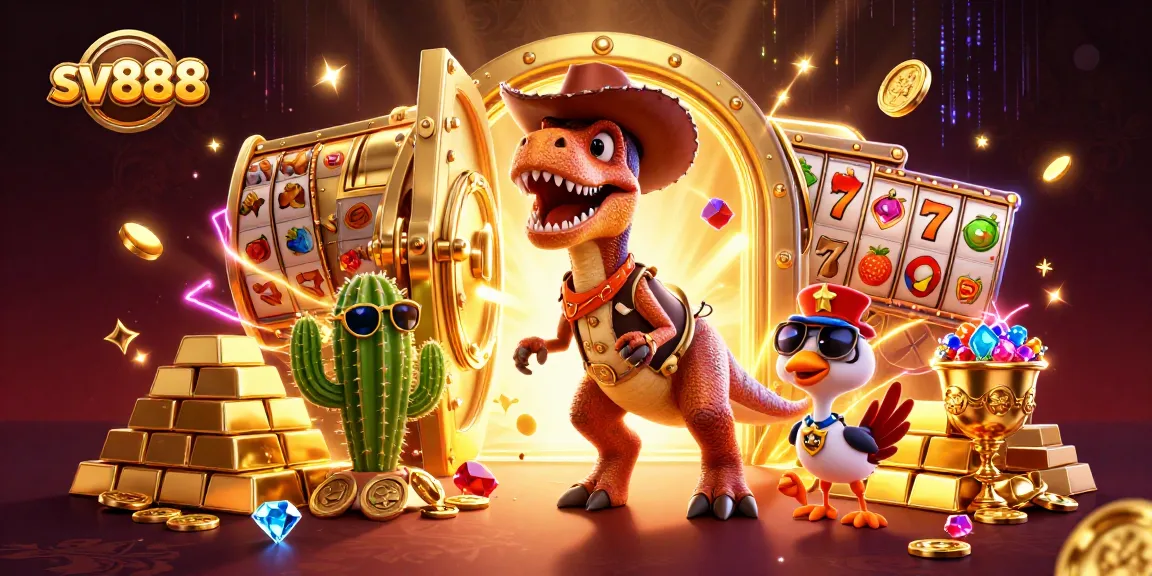 Spin and win with sv888 in this vibrant casino adventure featuring playful characters and treasures!