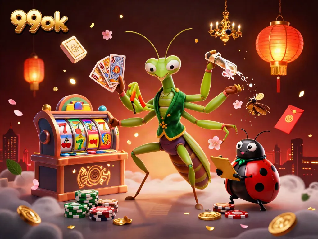 Spin and win with 99ok's vibrant casino scene featuring dynamic characters and rich details.
