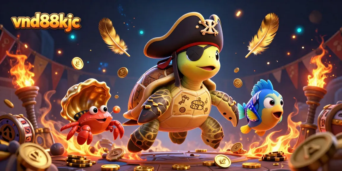 Engage with vnd88kjc's vibrant 3D digital casino adventure featuring a treasure-hunting turtle.