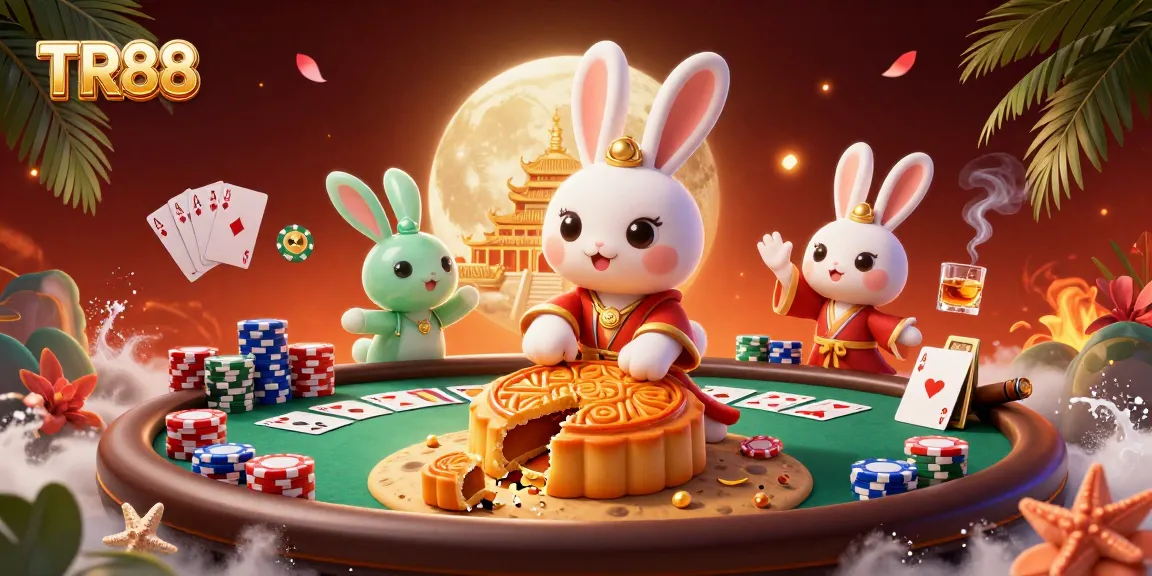 Experience the excitement of TR88 with vibrant poker elements and whimsical moon folklore.