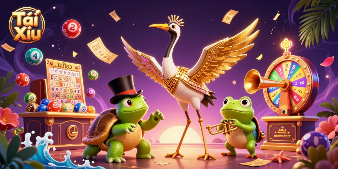 Win big with Tài Xỉu in this vibrant 3D casino illustration featuring dynamic gaming elements.