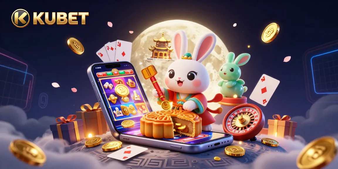 KUBET casino scene with moon rabbit and gaming elements highlighting thrilling gameplay