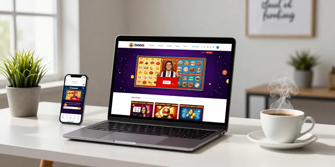 Xoso66 engaging online betting platform setup with colorful lottery displays and user interactivity in a modern home office.