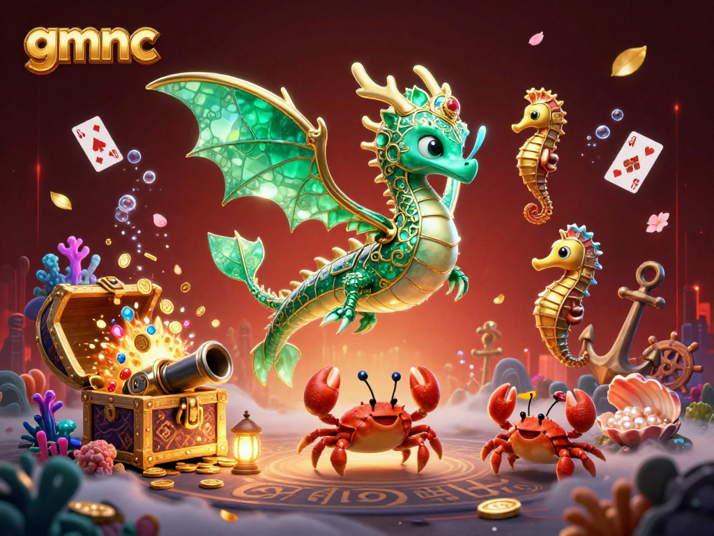 Experience gmnc gameplay with vibrant coral reefs, sea dragons, and treasure in this dynamic scene.