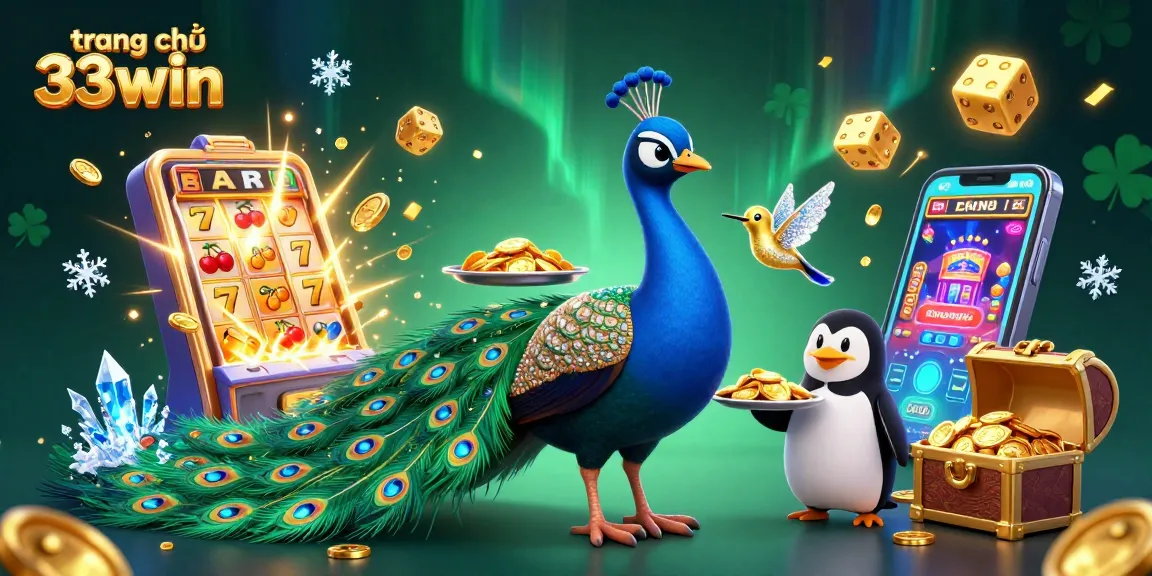 Engage with the vibrant world of trang chủ 33win, showcasing an extravagant casino illustration with dynamic gaming elements.