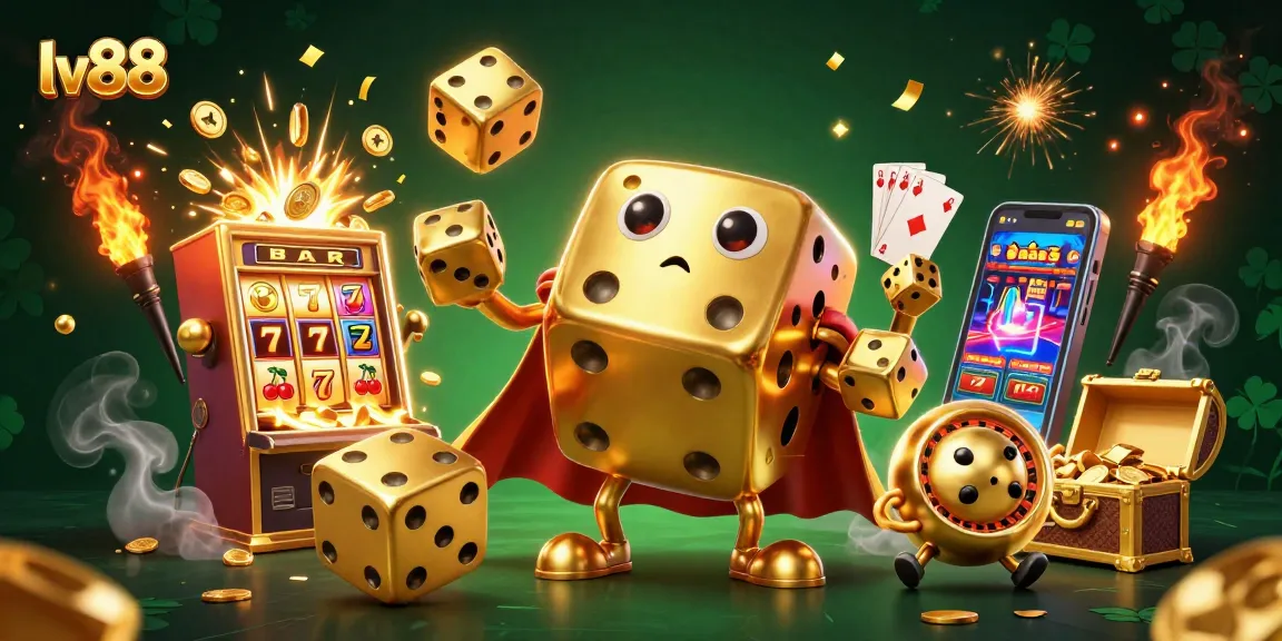 Experience the excitement of lv88 with dynamic casino elements and engaging characters in this vivid illustration.