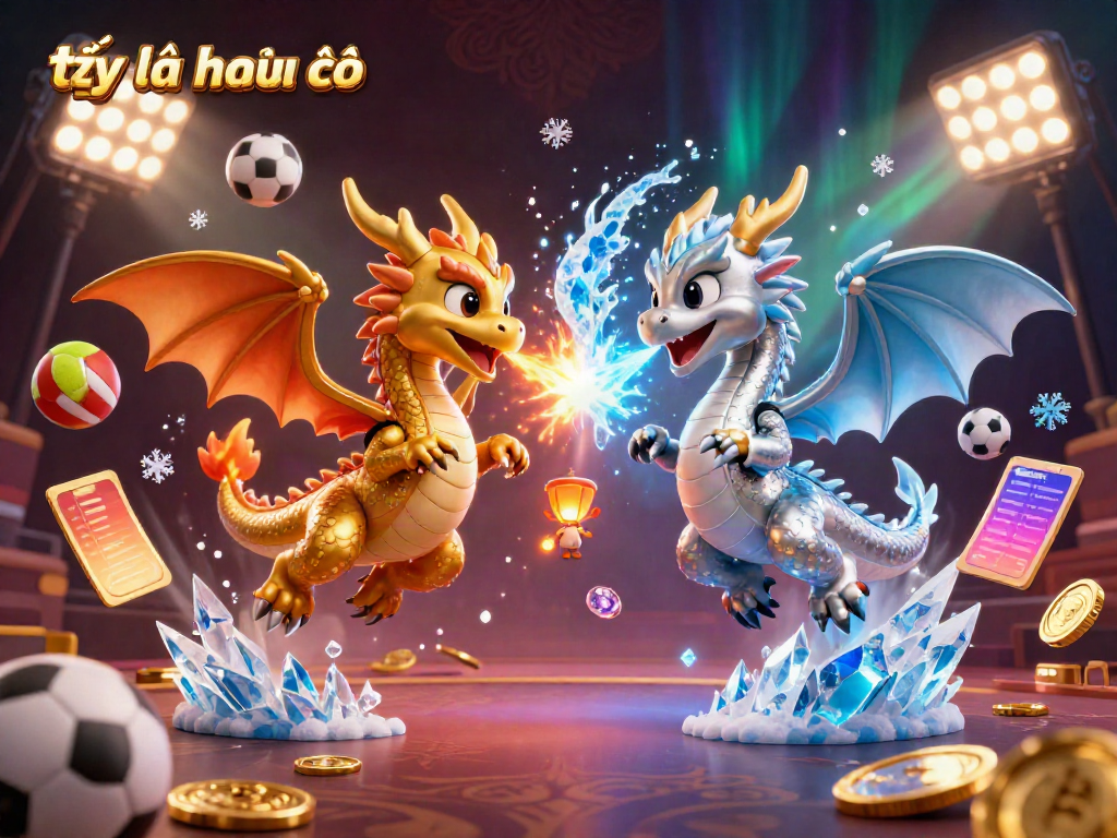 Engage with the tỷ lệ nhà cái featuring 3D dragon characters in a dynamic gambling scene.