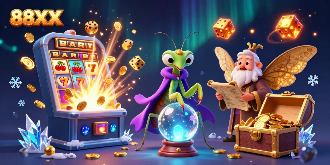 Experience the thrilling atmosphere of 88XX with a captivating casino adventure scene featuring animated characters and vibrant game elements.