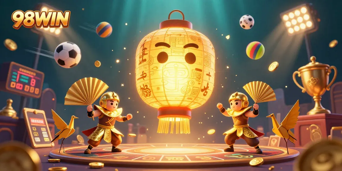Engage in thrilling gaming at 98WIN with vibrant visuals featuring exciting casino elements.
