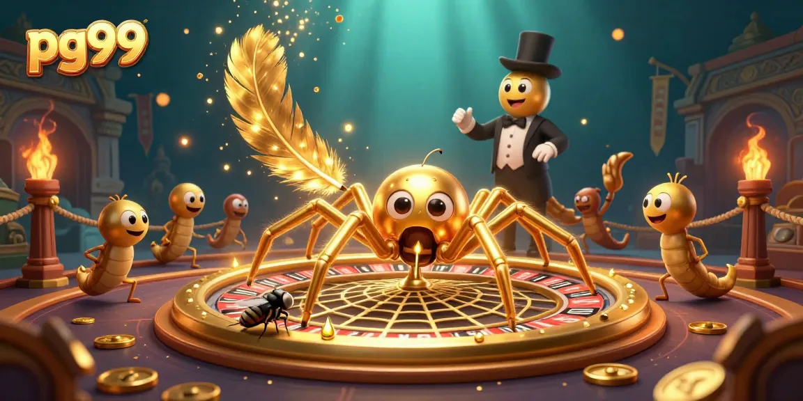 Fly places bets nervously at pg99 roulette web, centipede croupier spinning with golden coins.