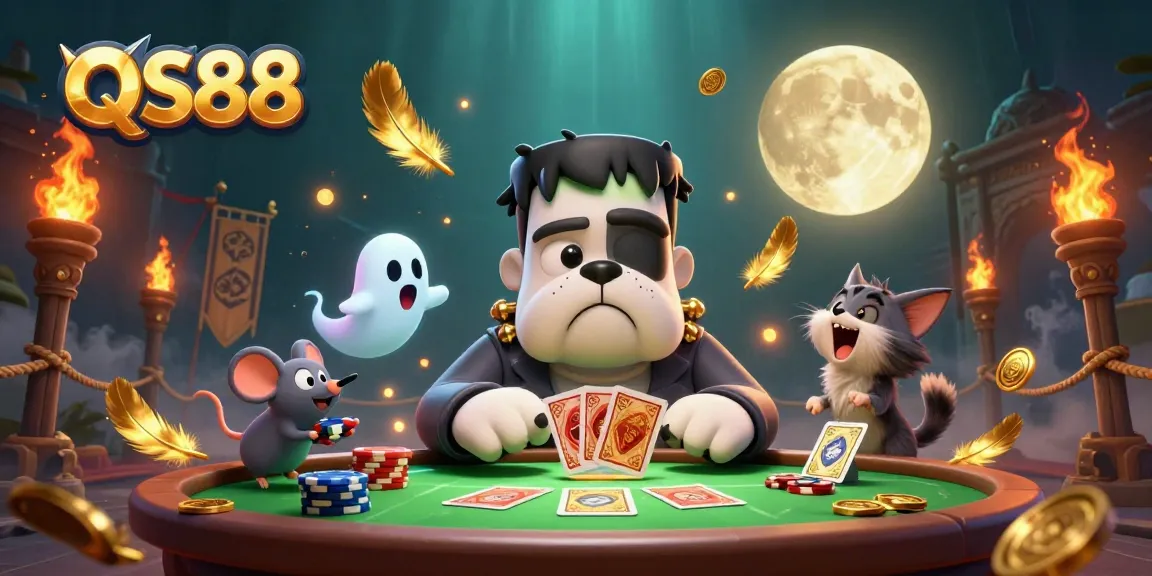 Engage with QS88's thrilling casino experience featuring vibrant 3D characters and game elements.