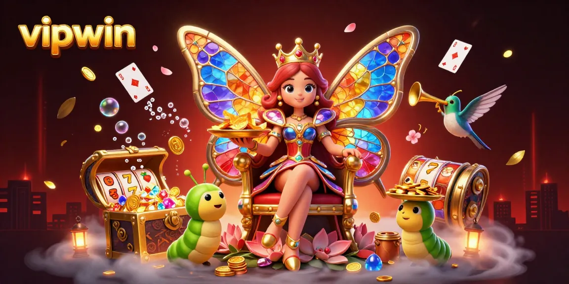 Experience thrilling gameplay at vipwin with the vibrant butterfly queen and exciting casino elements.