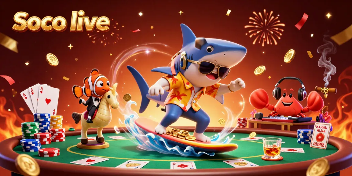 Experience the thrill of Soco live with a vibrant casino scene featuring a shark and clownfish.