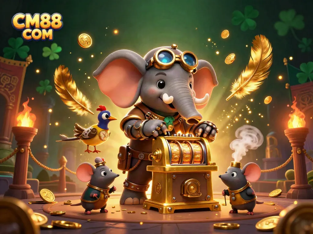 Spin the golden slot machine with excitement at CM88 COM featuring steampunk characters.